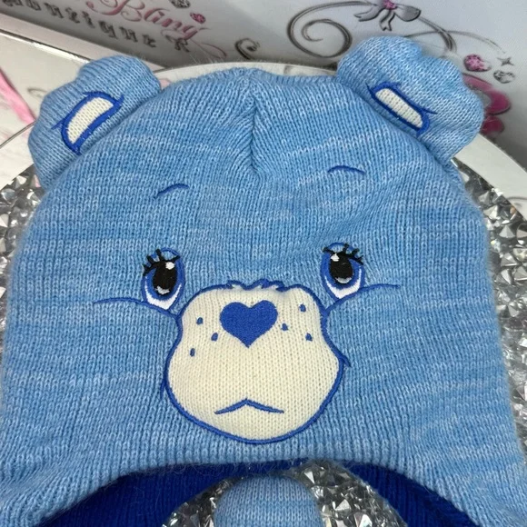 Care Bears hat grumpy braided tassel Blue Bear Knit Earflap Hat - Picture 3 of 5